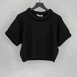 NWT Alexander Wang T Black Merino Wool Knit Short Sleeve Sweater Women's Small
